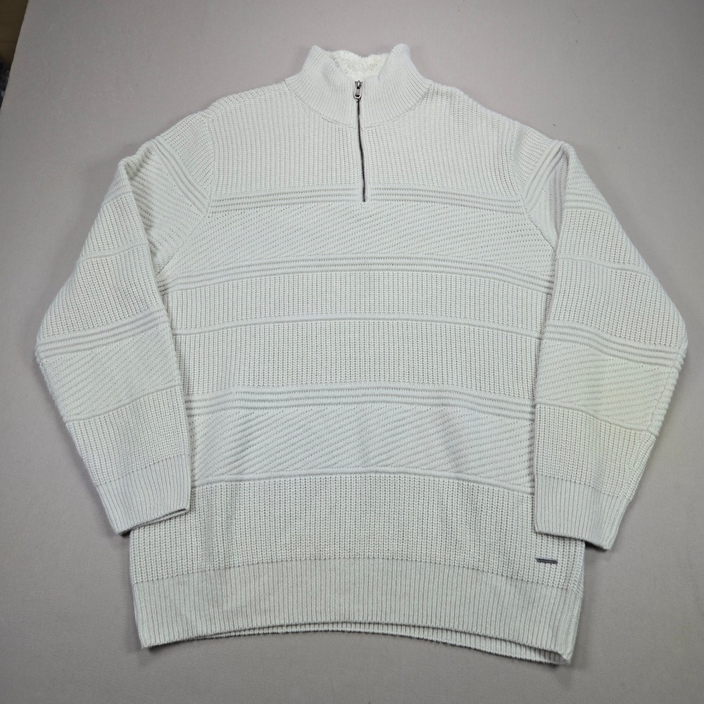 Projek Raw Sweater Quarter Zip Textured Knit Cream Mens XXL